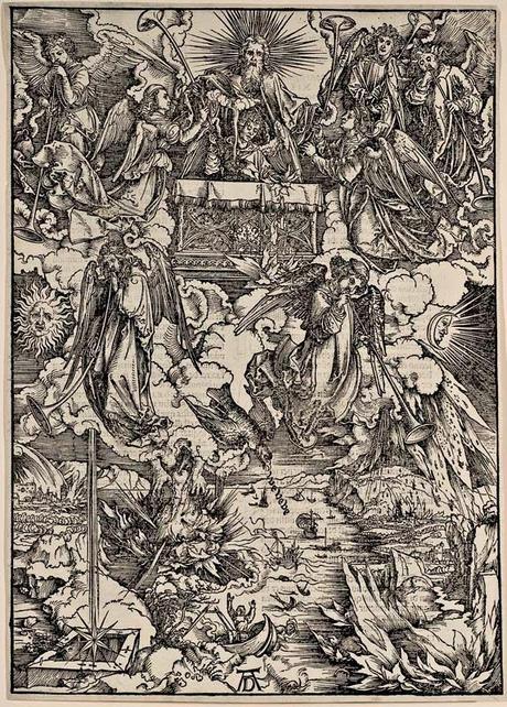 Albrecht Dürer - L'Apocalypse de Saint-Jean (8) - Les Sept Sonneries de trompette des Anges - Gravure sur bois - 39,3 x 28,1 cm