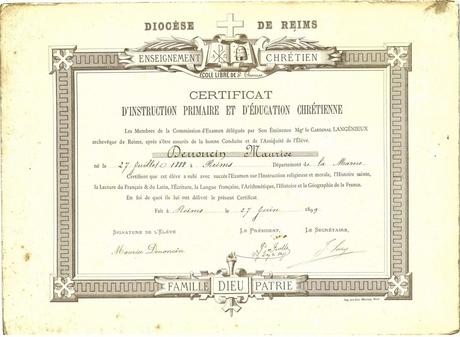 1899 - Diplôme : Maurice Denoncin 