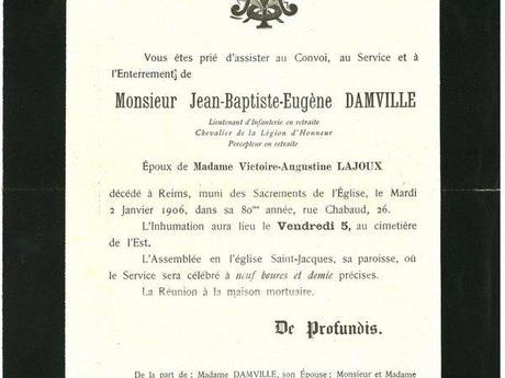 janvier 1906, décès de Jean-Baptiste Damville