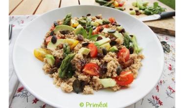 Recette bio : Taboulé revisité quinoa-épeautre, graines de courges grillées