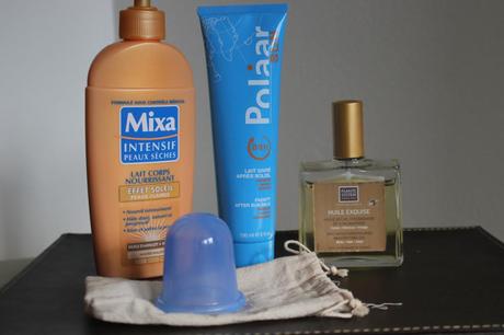 Beauté : mes favoris de juin mixa gel bronzant, polar après-soleil, huile exquise, cellu blue