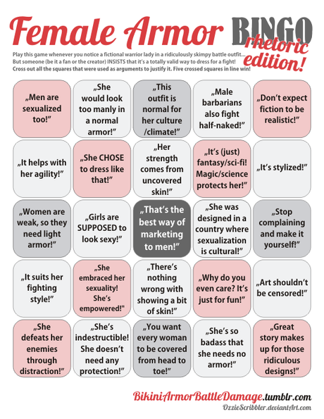 female armor rhetoric bingo  pdf  by ozziescribbler d79b9qz Jouez au Female Armor Bingo