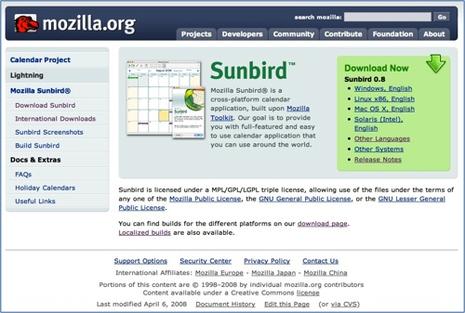 Sunbird, un agenda libre