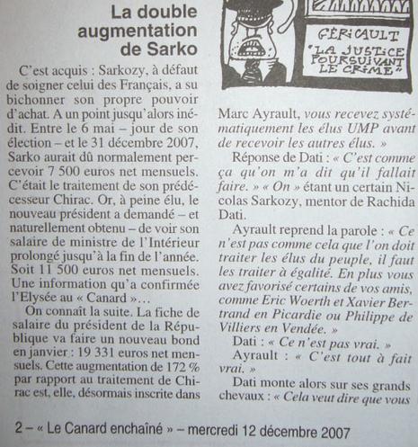 Canard Enchaîné : la double augmentation de Sarkozy