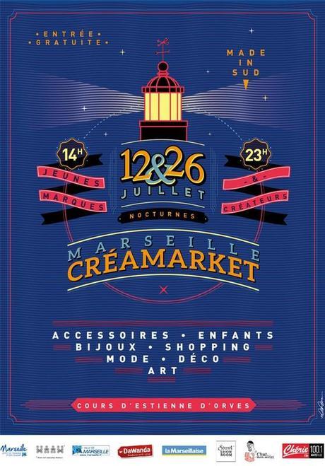Rendez-vous au CREAMARKET samedi 12 juillet en version nocturne à Marseille afficheversionweb