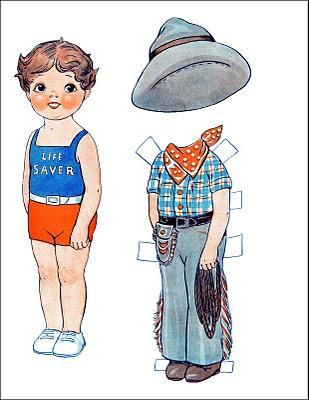10 activités gratuites pour les enfants à télécharger http://thegraphicsfairy.com/vintage-kids-printable-cowboy-paperdoll/