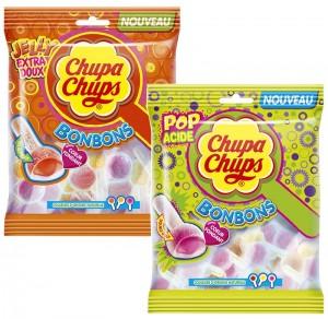 Chupa Chups étoffe la gamme de confiserie qu'il a lancé en 2012 avec deux nouveaux type de bonbons. Des sucettes Pop et Jelly au coeur fondant conditionnées en paquet de 220 g et recommandées au prix de 1,95 €.