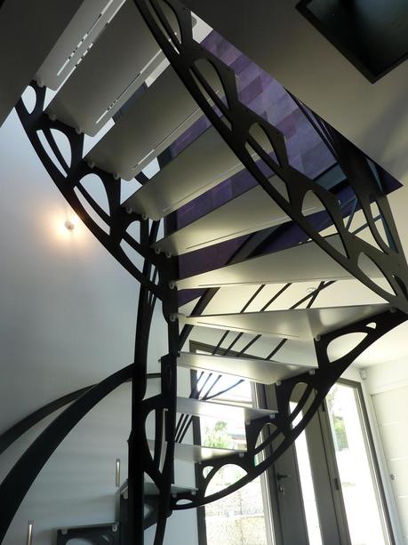 escalier design double quart tournant