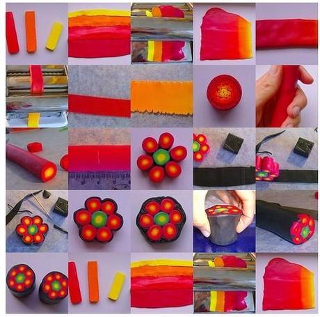 Canes fleurs diy cane degradé fimo