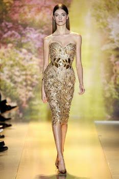 robe fourreau brodée d'or défilé printemps été 2014Haute couture Zuhair Murad 