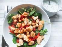 Salade facile poulet poivron rouge pois chiches