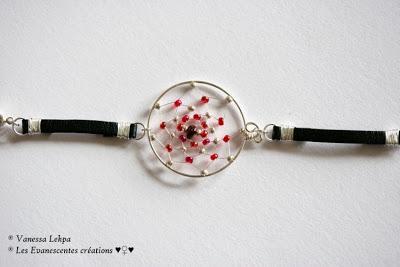 bracelet bijoux attrape rêves en cuir noir de buffle confection traditionnelle dreamcatcher