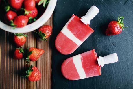 glace eau popsicle fraise yaourt Popsicles II ! Glaces à leau à la fraise, coeur yaourt