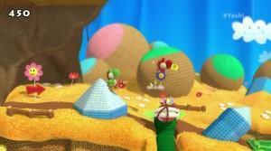 Deux joueurs parcourant un niveau de Yoshi's Woolly World