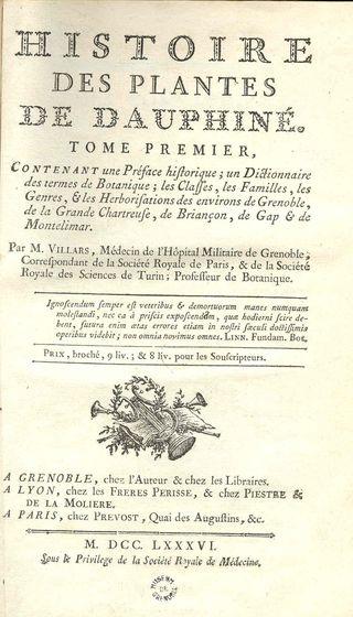 Dominique Villars histoire des plantes 1786