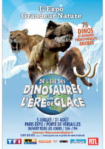 Affiche exposition ere des dinosaures ere de glace