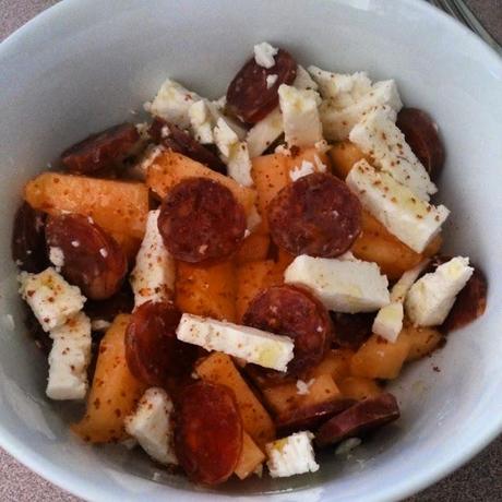 Salade de Cantaloup, feta et de chorizo!