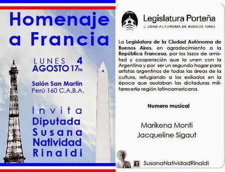 Hommage à la France à la Legislatura avec Jacqueline Sigaut, Marikena Monti et Susana Rinaldi [à l'affiche]