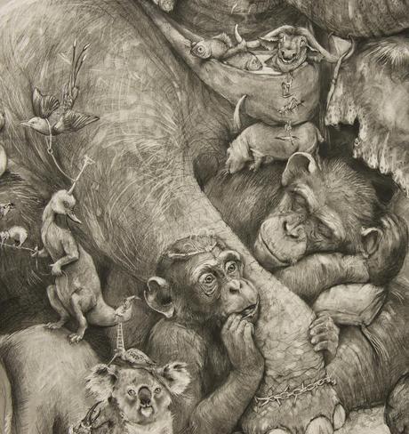 Adonna Khare Artist – Fresque Sleeping-Chimp
