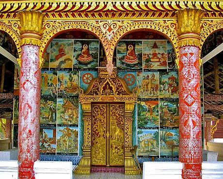 facade temple Wat Xieng Mouane Luang Prabang