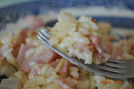 Risotto au jambon gratiné au four