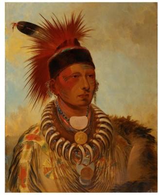 George Catlin Portrait de Mu-ho-she-kaw (Nuage blanc), Chef des Ioways du Haut- Missouri, vers 1845-1846 huile sur toile, 81 x 65 cm Paris, Musée du quai Branly