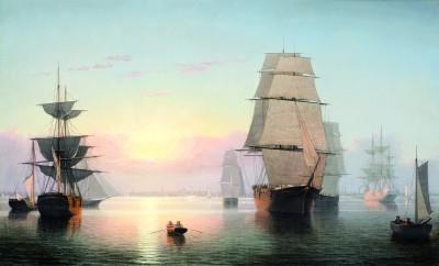 Fitz Henry Lane, port de Boston au soleil couchant vers 1850-1855