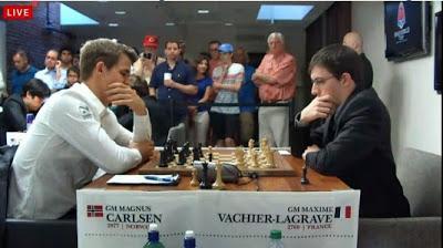 Le Roi des échecs Magnus Carlsen face au Français Maxime Vachier-Lagrave - Capture d'écran © Chess & Strategy