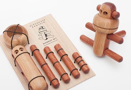 wooden monkey 3D puzzle kids toy