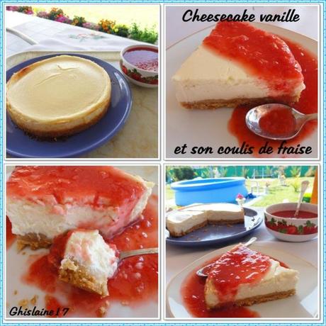 Cheesecake vanille et son coulis de fraises