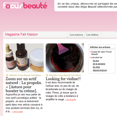 Interview : La plateforme Focus-Beauté zoom sur mon blog.