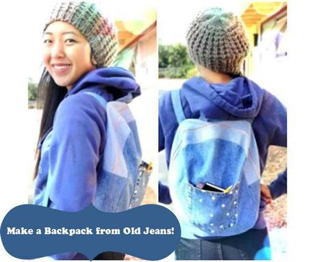 sac dos jean recycle DIY en video : faire un sac à dos dans des vieux jeans