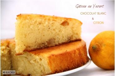 Recette facile et bio : Gâteau bio au yaourt, chocolat blanc Kaoka et citron