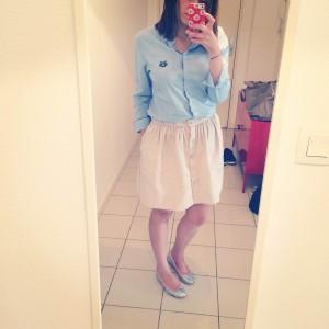 Chemisier Monoprix, Jupe Gat Rimon, Ballerines Anniel