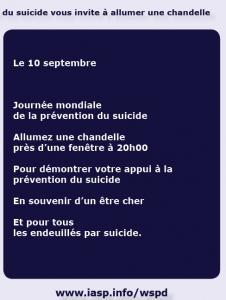 Journée mondiale de prévention du SUICIDE: 2è cause de décès chez les jeunes  – IASP