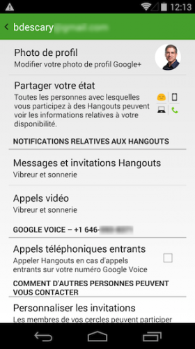 hangout paramètres 280x500 Android : appelez un téléphone fixe ou mobile depuis Hangout