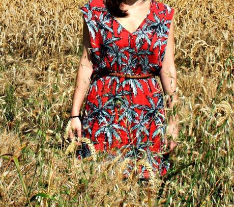 Palmiers, épis de blé et  baie du Mont-Saint-Michel