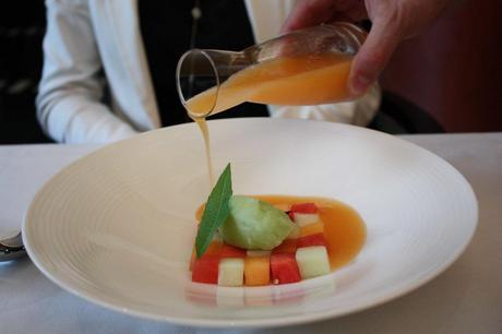 Damiers de melon  pluriel  coulis au vin de Sauternes sorbet de verveine © P.Faus copie