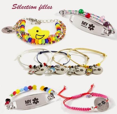 MYPOM - sélection de bracelets d’identification pour les filles