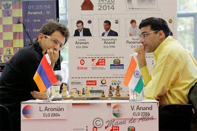 Echecs à Bilbao : ronde 6 - Levon Aronian (2804) 1-0 Viswanathan Anand (2785) 