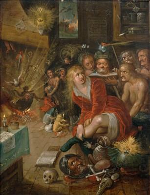 Francken Hexenküche Frans Francken d.J. 1604 oder kurz danach Öl auf Kupfer 28 x 22 cm Privatsammlung