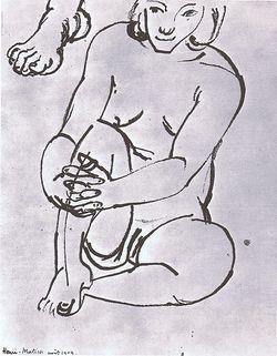 Henri Matisse, Woman nursing knee  A foot, pen and ink