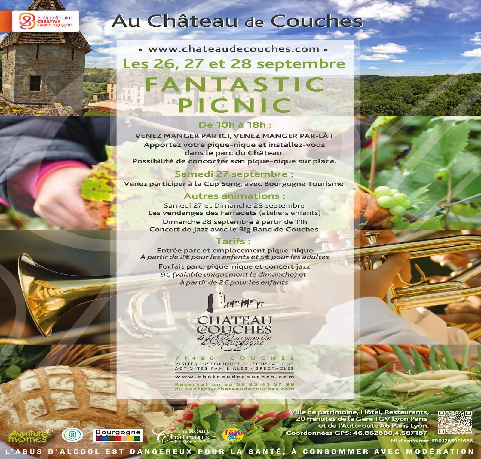 Du 26 au 28 septembre, bienvenue au Picnic chic et tournage d'une Cup Song au Château de Couches !
