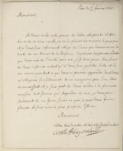 Lettre d'Alexis Orlov en 1775