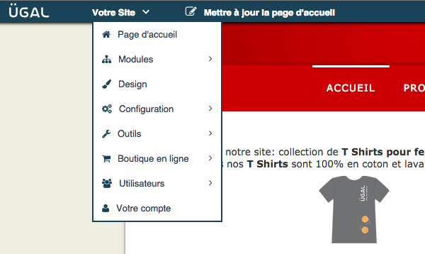 Interface d'administration UGAL