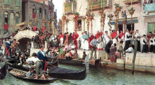 Fête Dieu à Venise, par Luigi Passini (Vienne, 1832 † Venise, 1903) vers 1873-74.