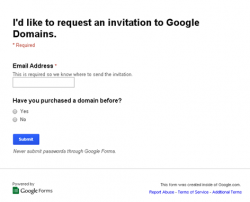 Google Domains - demande invitation