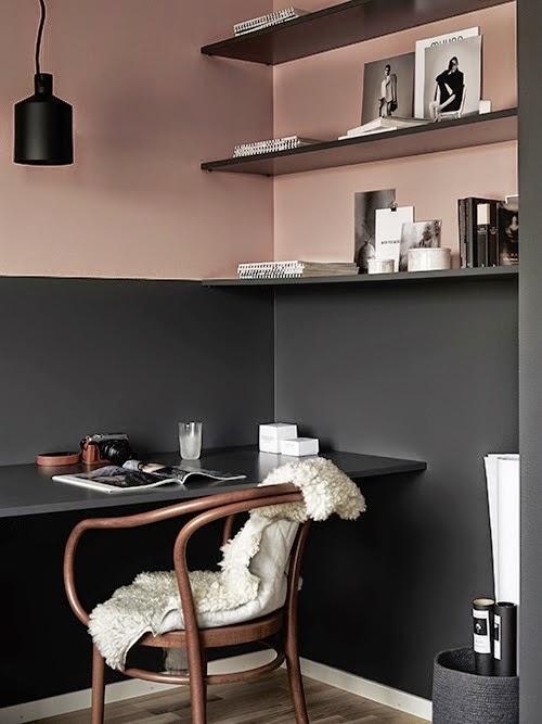 Stockholm / Appartement avec un bureau en rose et noir /