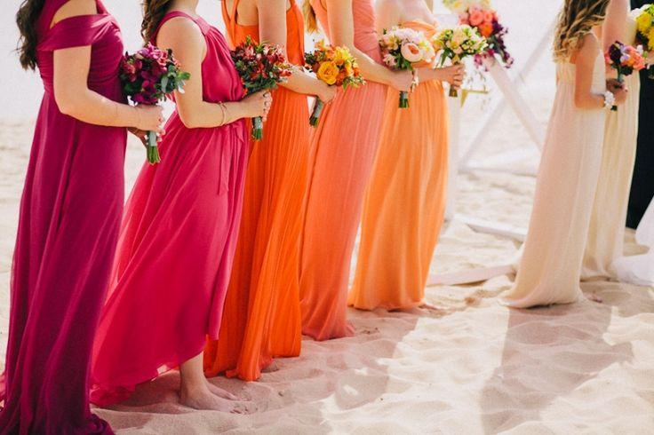 ombre rainbow bridesmaid dresses