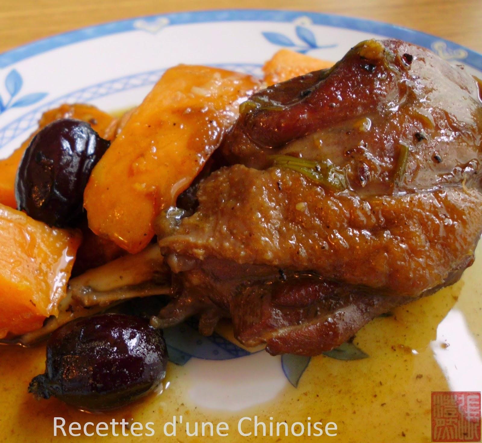 Cuisses de canard mijotées avec patate douce et jujube 红薯花雕鸭 hóngshǔ huādiāo yā